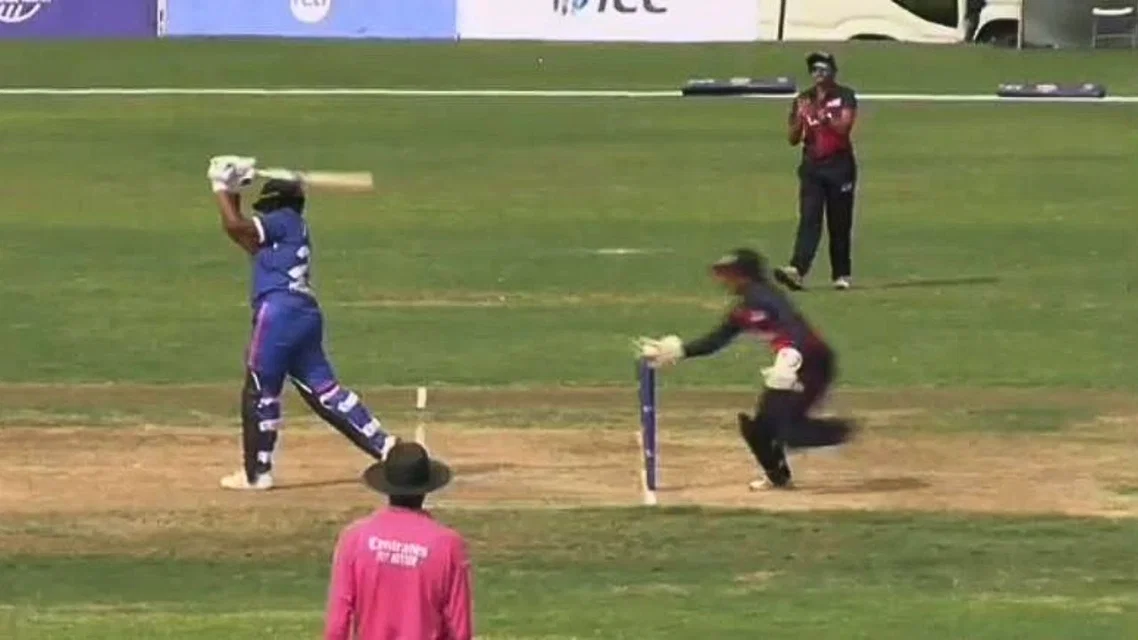 USA's Pooja Ganesh stumping vs Italy. [Source - X]