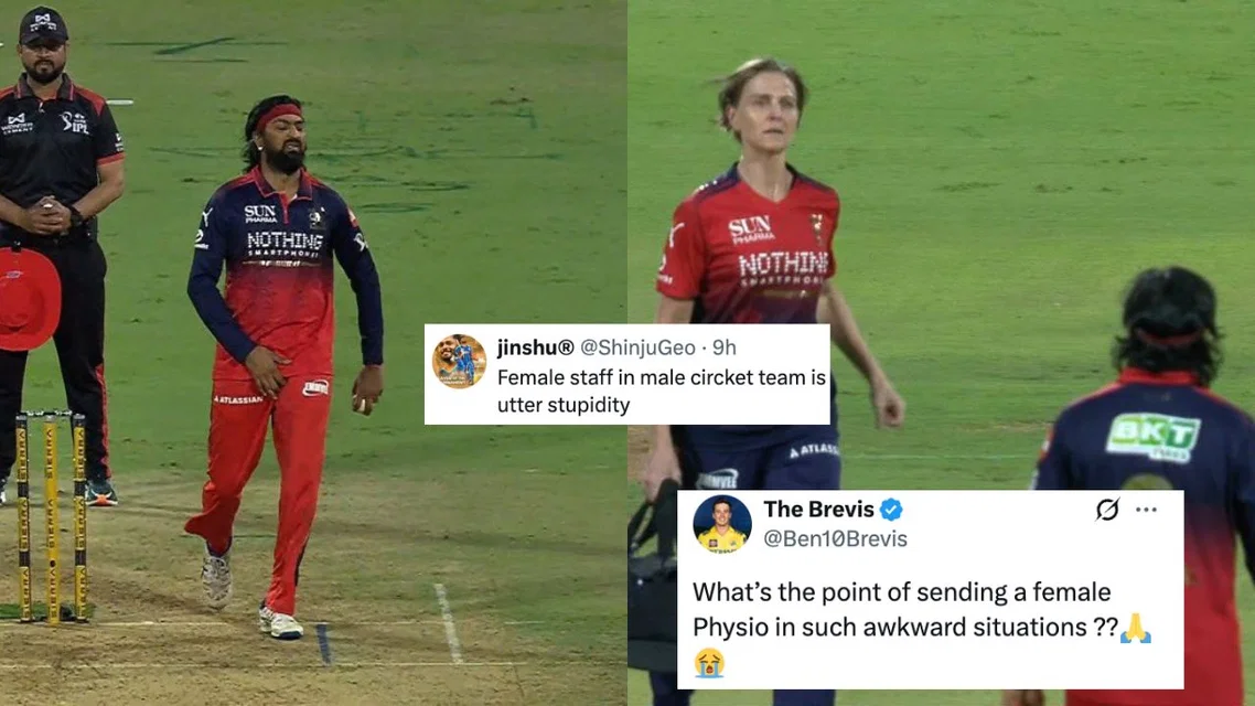 Krunal Pandya Treated By Female RCB Physio. Image Credits: JioStar