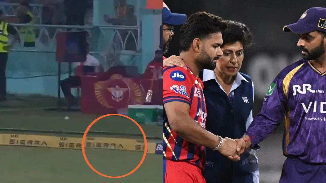 The viral boundary or six incident in KKR vs LSG clash [Source: X and AP]
