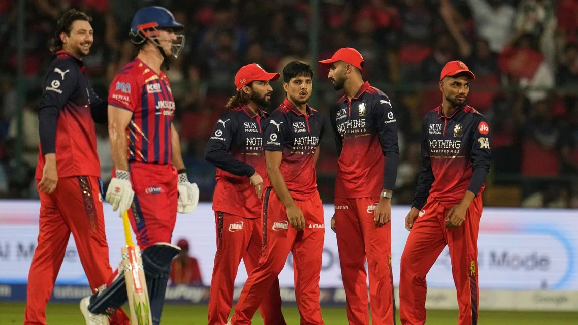 RCB members at M. Chinnaswamy vs LSG in IPL 2026. PC-AP