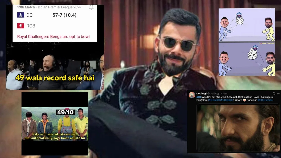 RCB gets trolled as DC collapse surpasses shameful record [Source: X and Screengrabs]