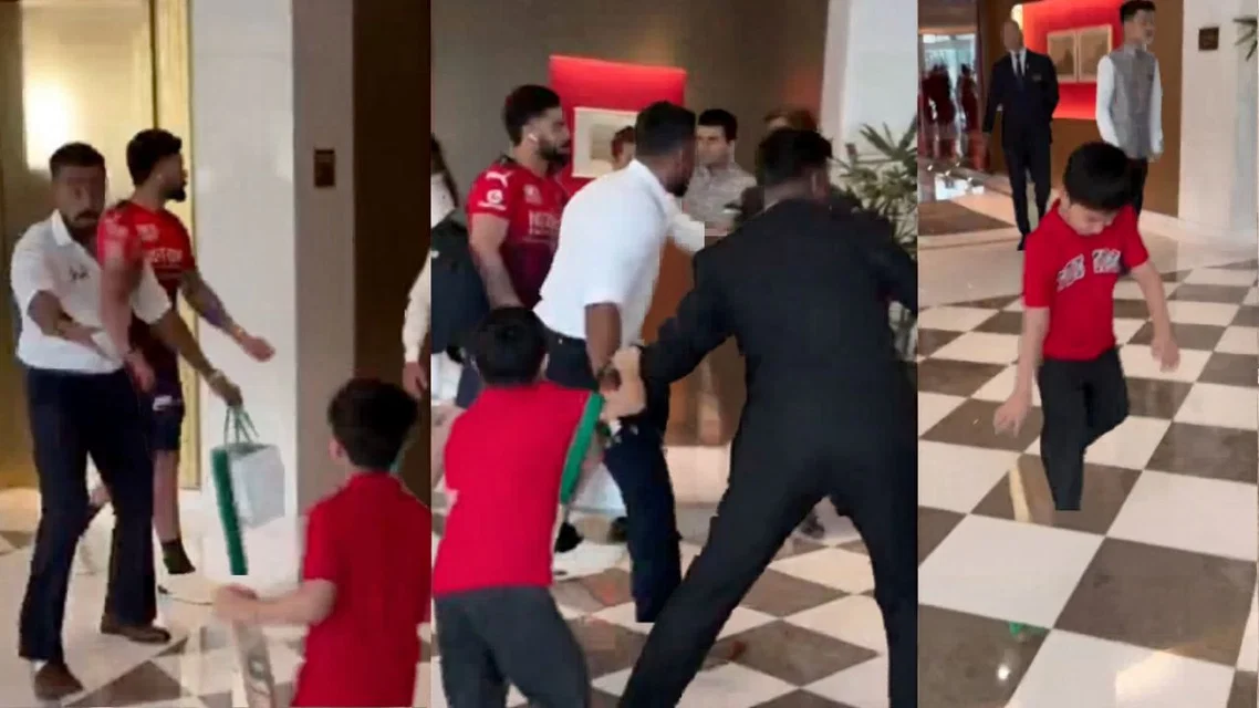 A little boy seeking Virat Kohli's autograph in Delhi hotel. PC-X/@JeetN25