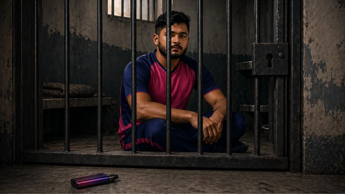 Riyan Parag Vaping Can Be Jailed. Image Credits: ChatGPT