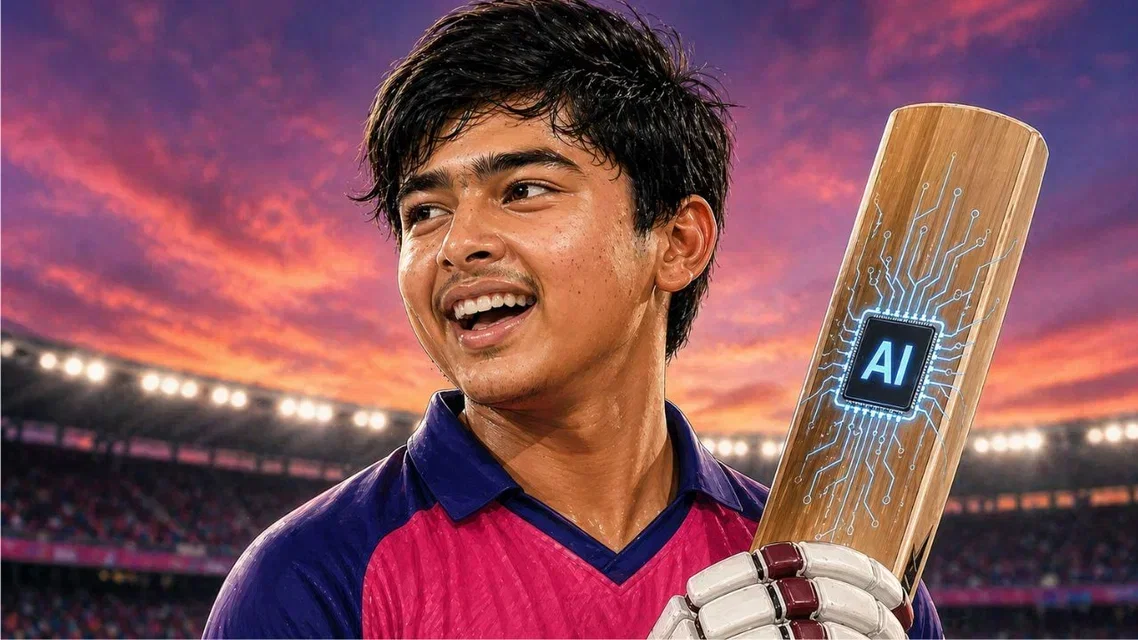 Vaibhav Sooryavanshi's AI Chip Bat. Image Credits: ChatGPT