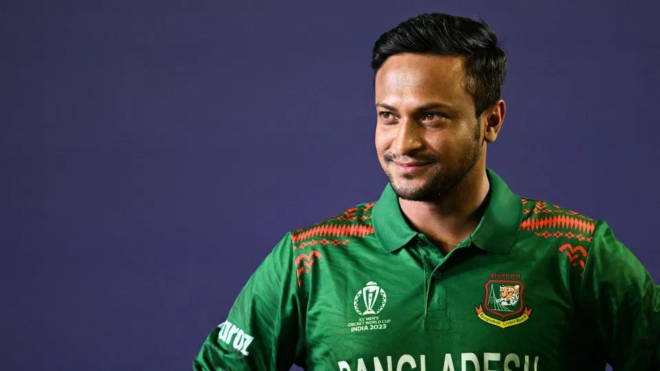 विश्व कप 2023 के दौरान शाकिब अल हसन (स्रोत: एएफपी फोटो)