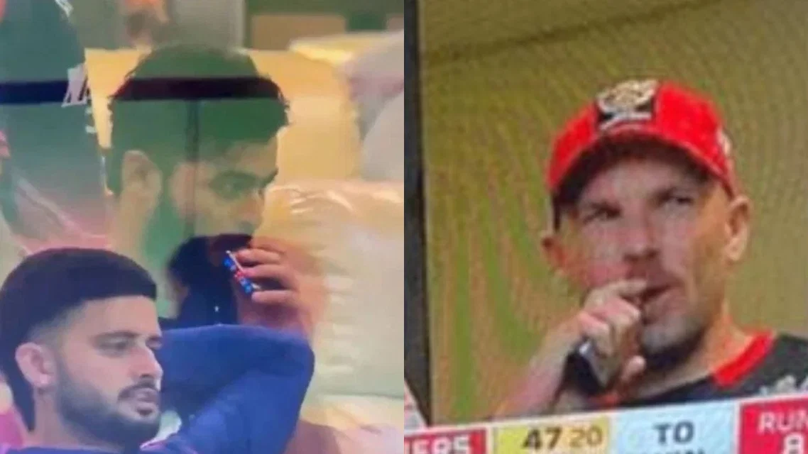 Riyan Parag and Aaron Finch [Source: screengrab]