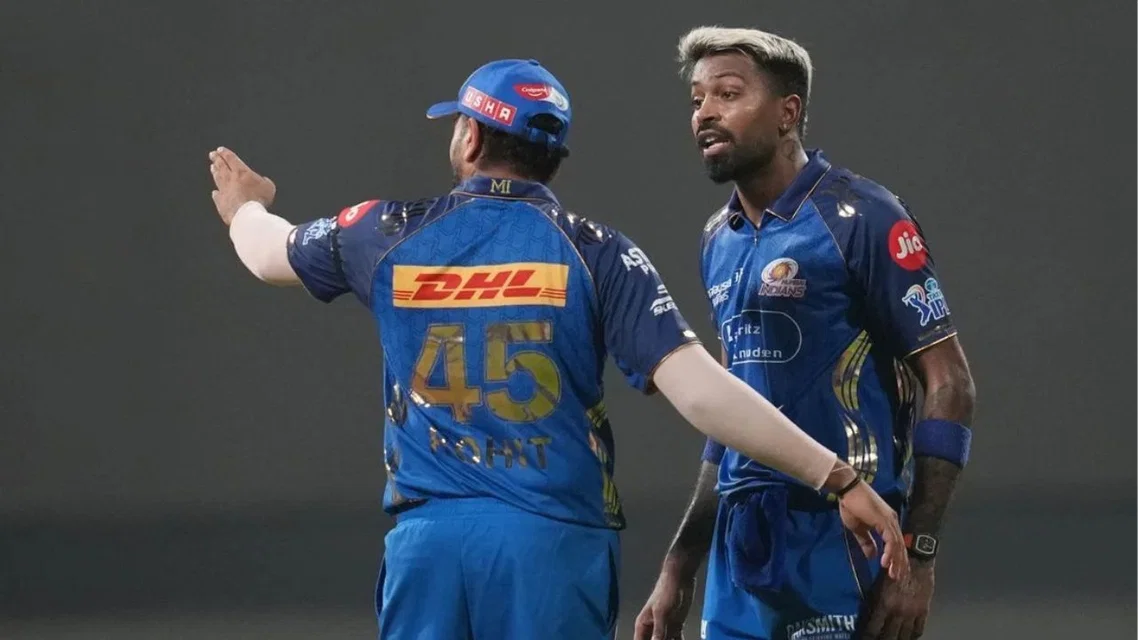 Mumbai Indians captain Hardik Pandya with Rohit Sharma [Source: AP]