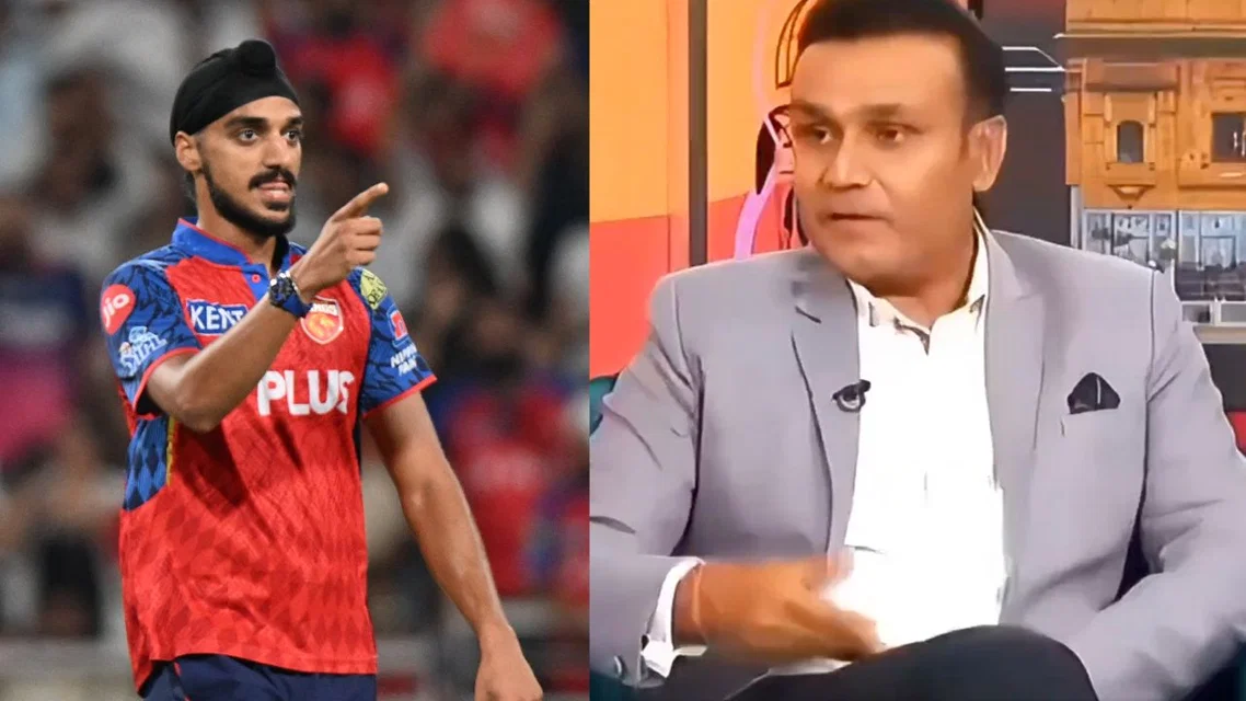 Arshdeep Singh & Virender Sehwag in frame. Credits- AP/X