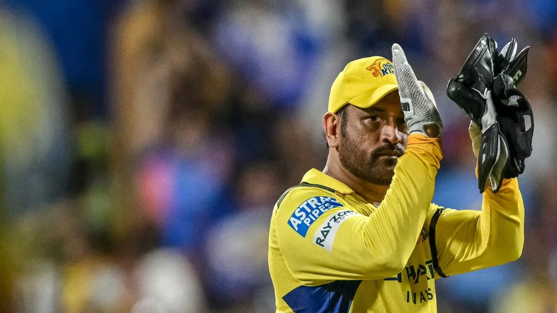 MS Dhoni in CSK's jersey in IPL 2025. Credits- AFP