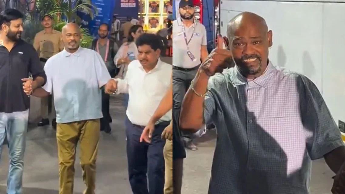 Vinod Kambli walks in MI vs SRH match [Source: X]