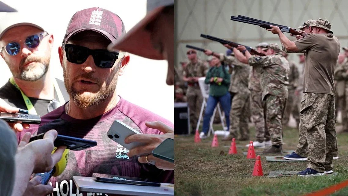 Brendon McCullum with British Army for England. Image Credits: AFP