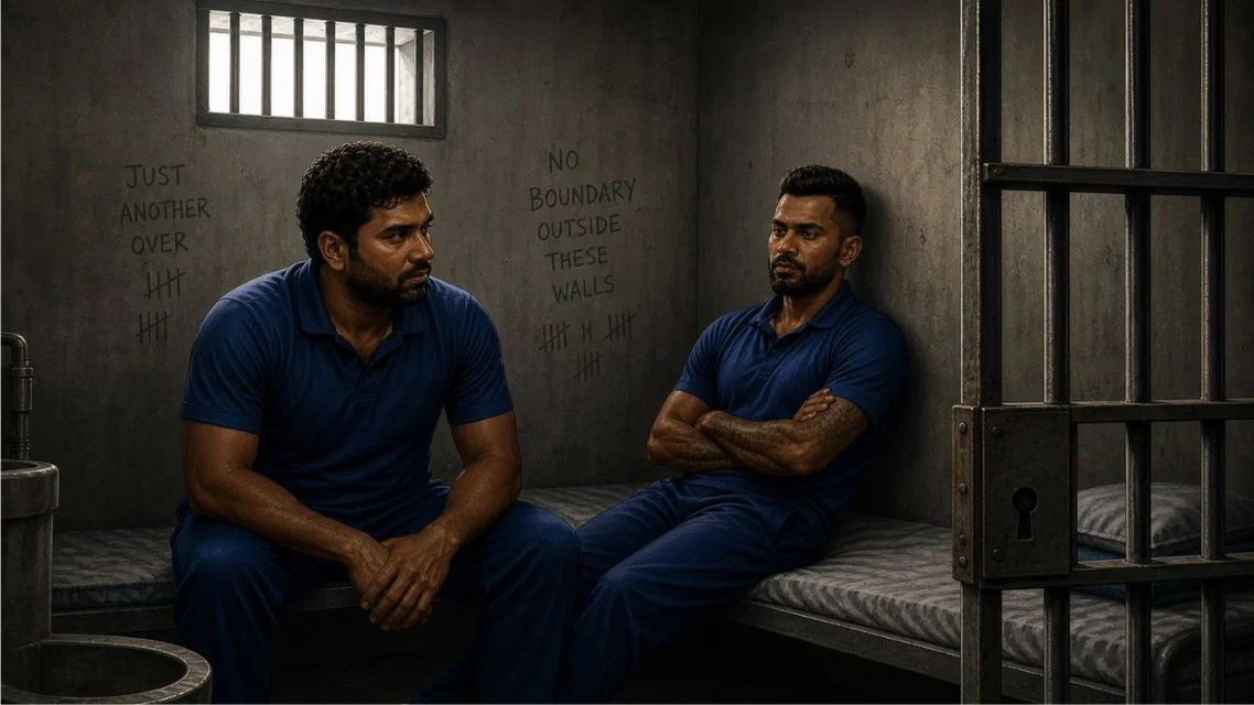 Sri Lankan Cricketers In Jail. Image Credits: ChatGPT