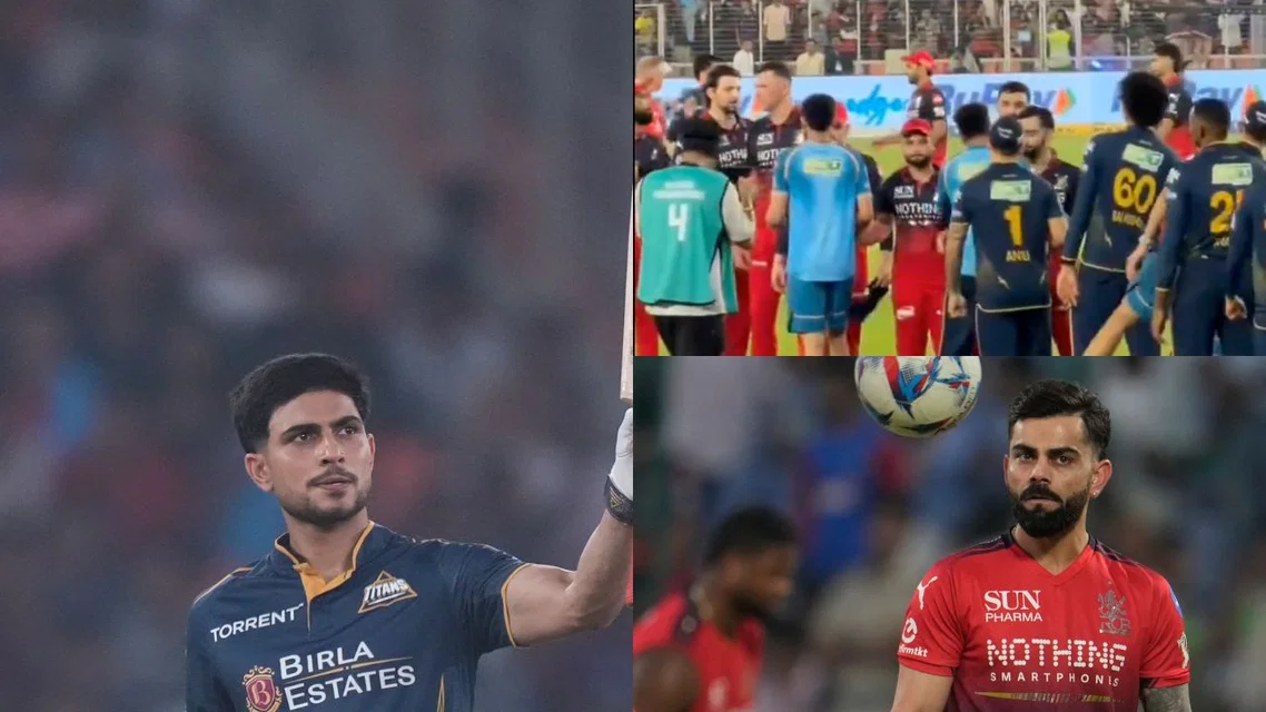 Shubman Gill Suyash Sharma Virat Kohli. Image Credits: AP/X