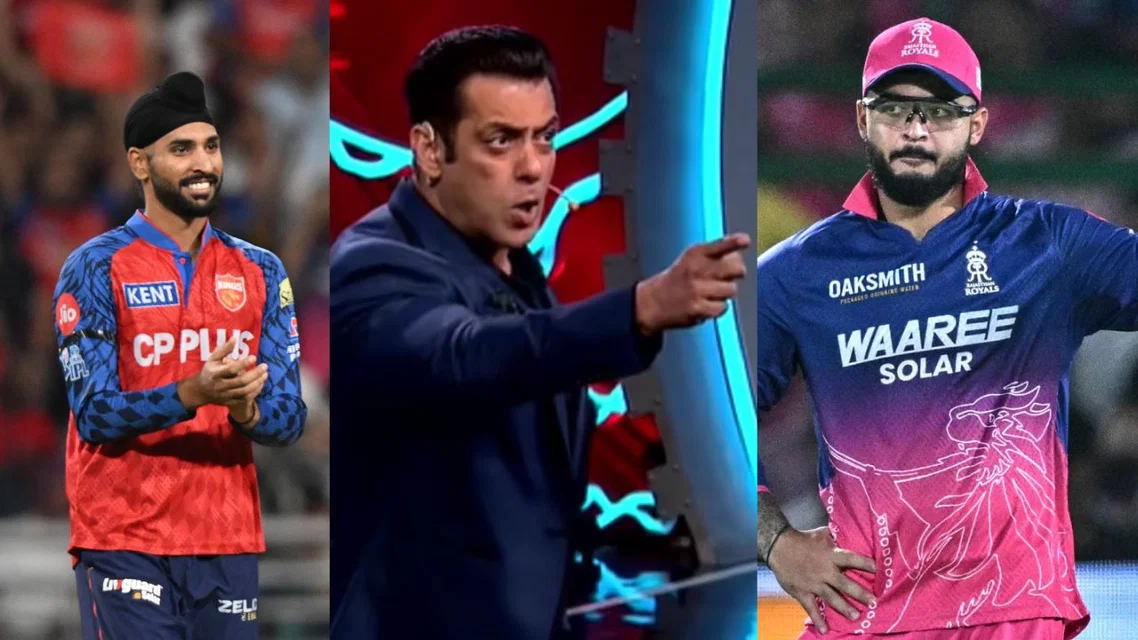Salman Khan, Riyan Parag & Harpreet Brar in frame. Credits-AP/AFP/X