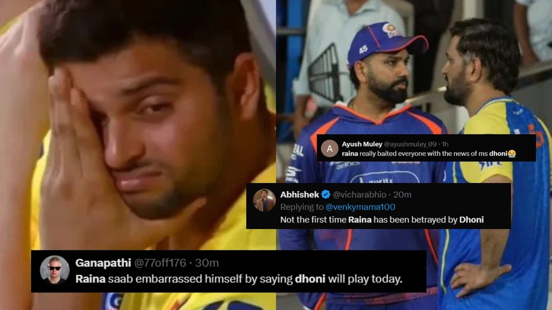 Suresh Raina and MS Dhoni and Rohit Sharma [Source: X and Screengrab]