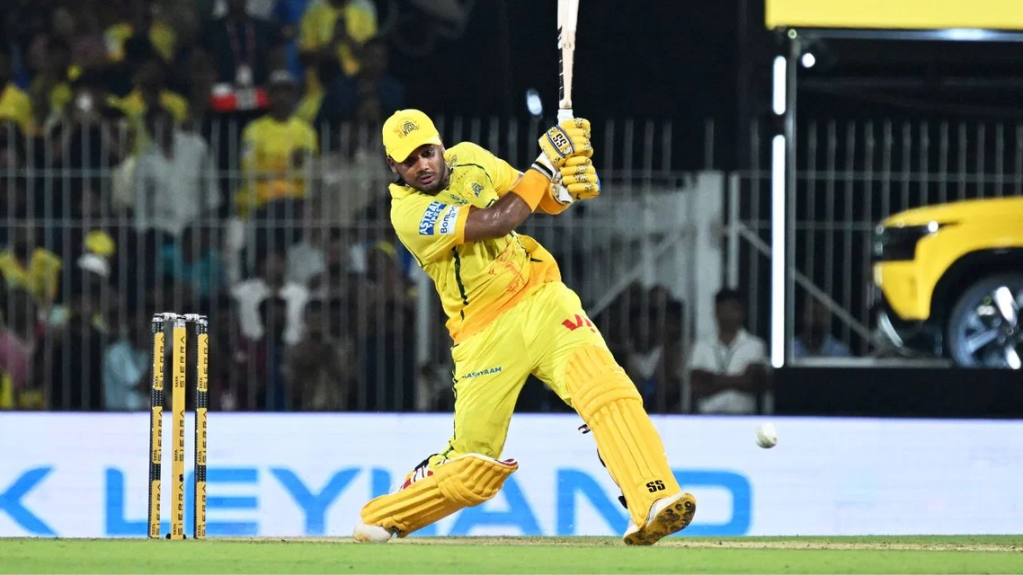 Kartik Sharma in action [Source: AP]