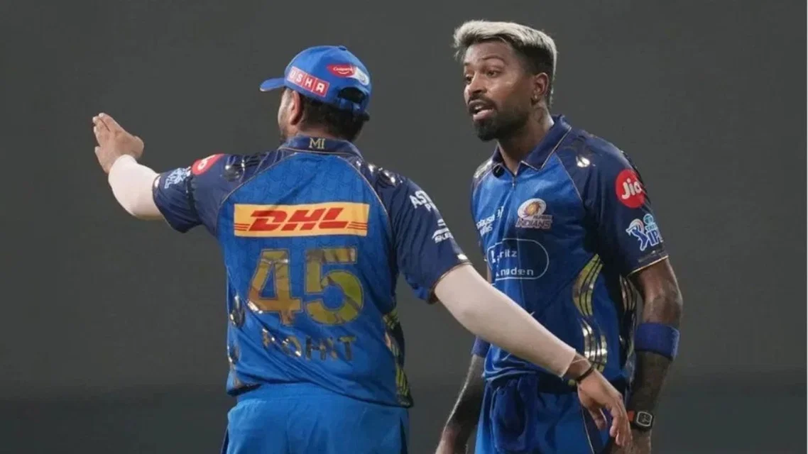 Mumbai Indians captain Hardik Pandya with Rohit Sharma [Source: AP]