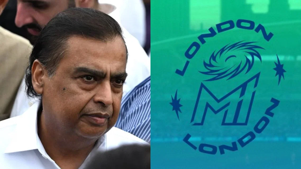 Mukesh Ambani and MI London logo [Source: AFP and official X handle of MI London]