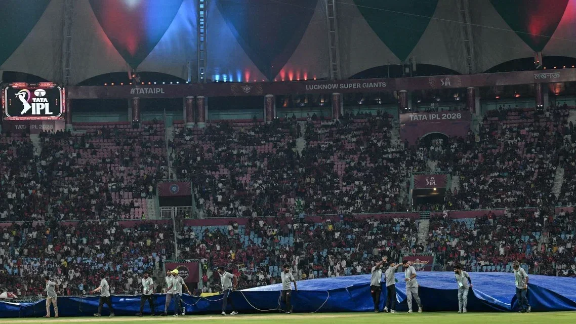 LSG Vs RCB IPL 2026 Match Stopped Due To Rain (Source: AFP)
