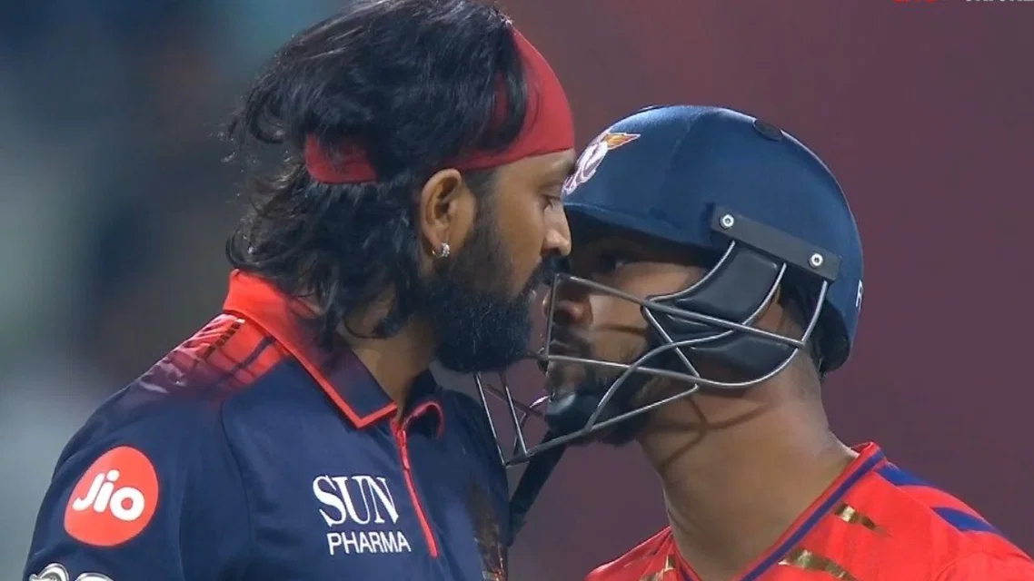 Krunal Pandya and Nicholas Pooran face off [Source: X]