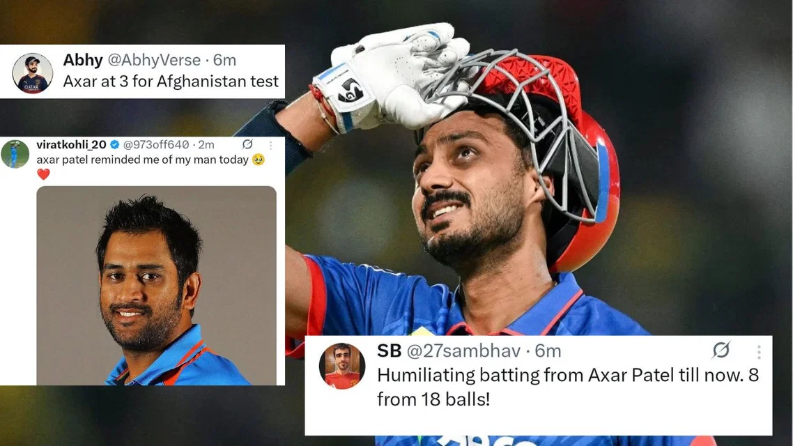 Internet reacts on Axar Patel's batting vs KKR. [Source - AFP/X.com]