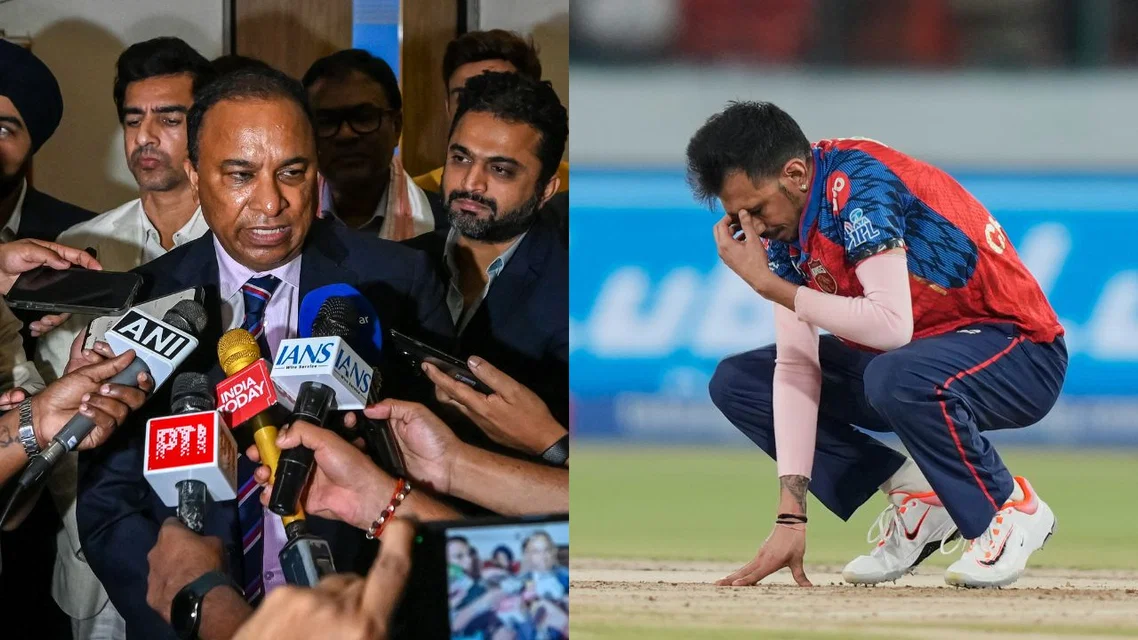 BCCI Secretary Devajit Saikia With Yuzvendra Chahal. Image Credits: AFP/AP