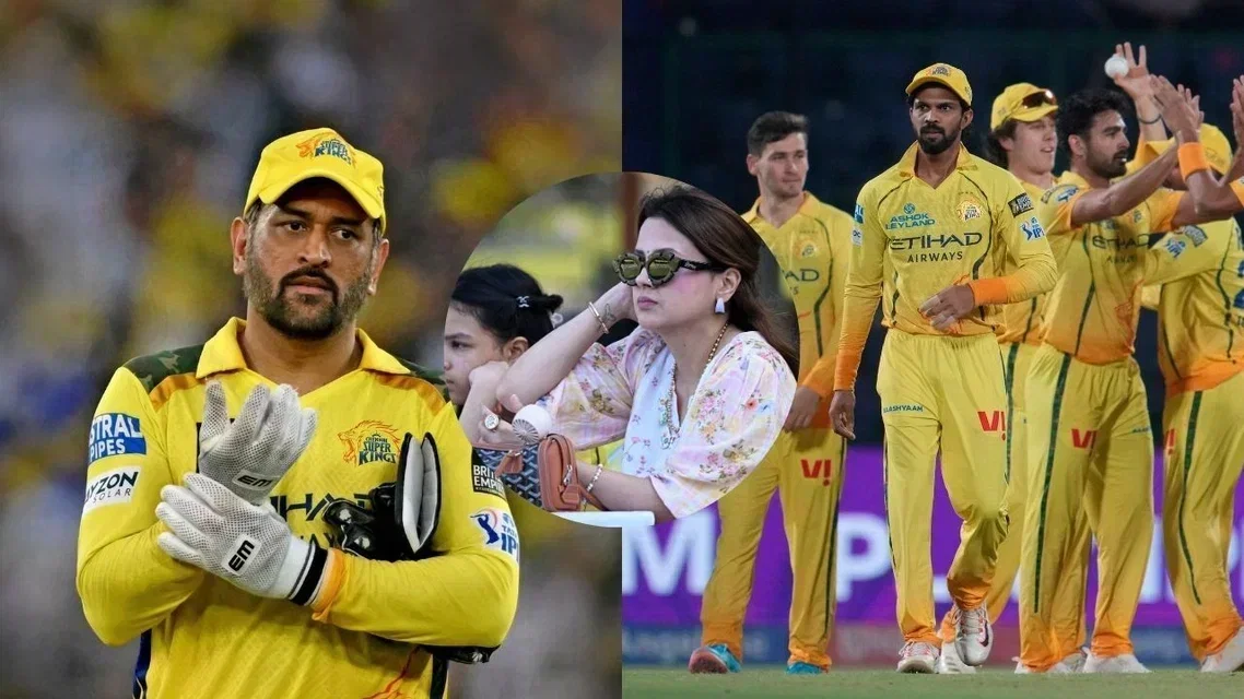 MS Dhoni Sakshi Dhoni with CSK Players. Image Credits: AFP/AP