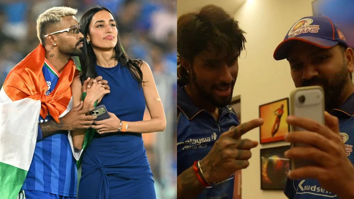 Hardik Pandya Mahieka Sharma Rohit Sharma Tilak Varma for Mumbai Indians. Image Credits: AFP/MI