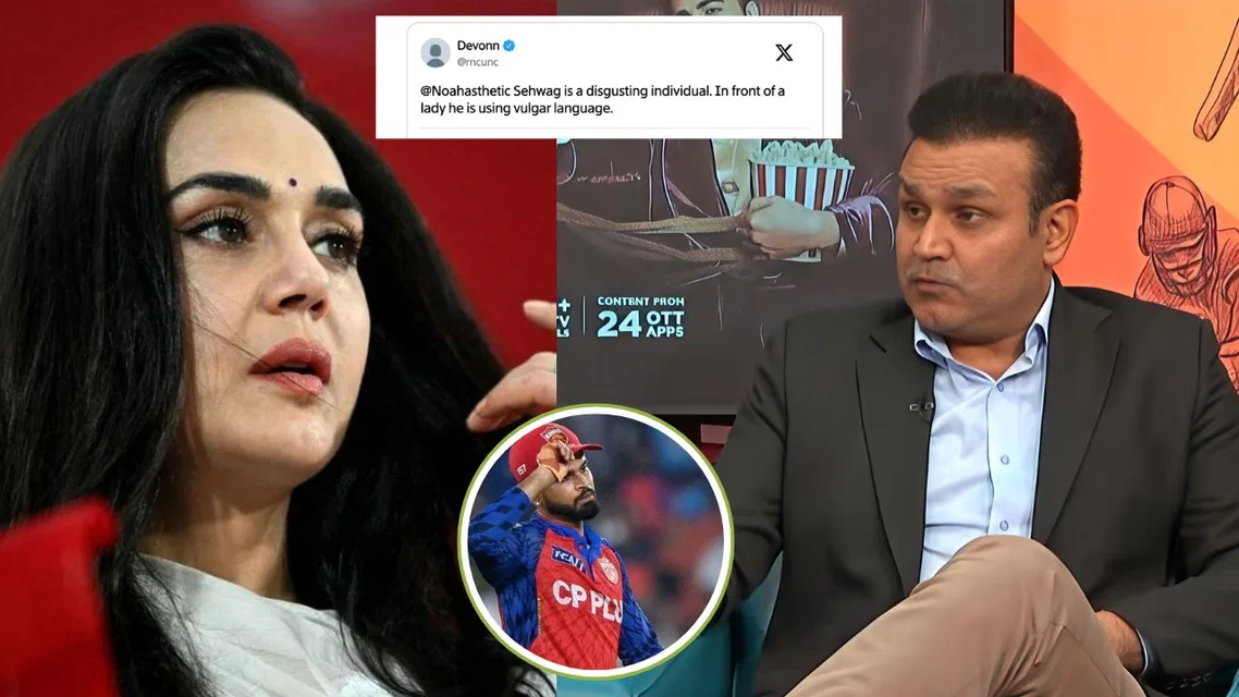 Preity Zinta and Virender Sehwag (Source: X and AFP)
