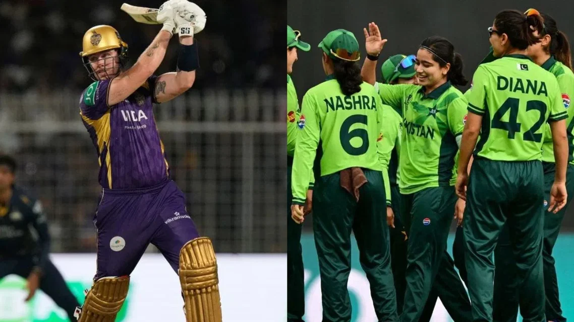Finn Allen and Pakistan Women's team [Source: AP, AFP]