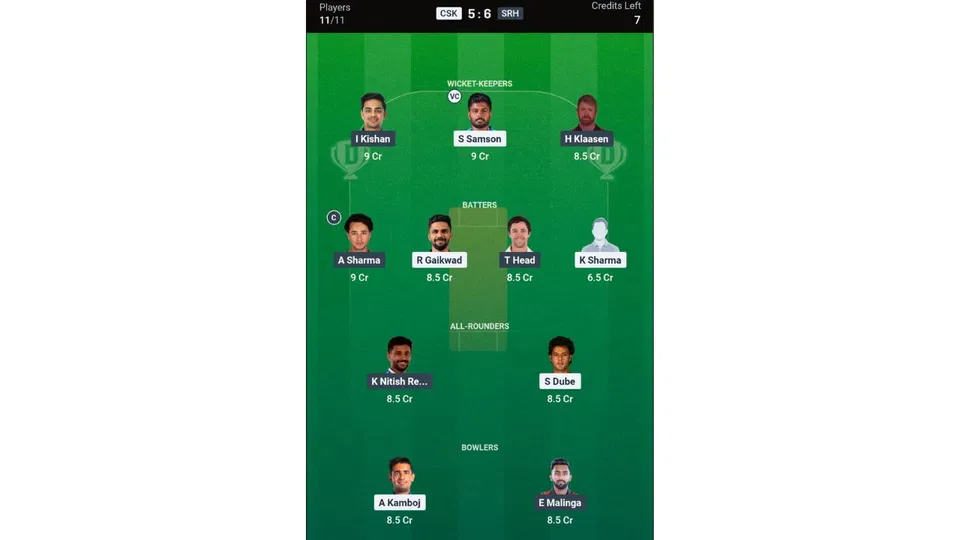 CSK vs SRH, IPL 2026: Dream11 Team 1 [Source: @Dream11 App]