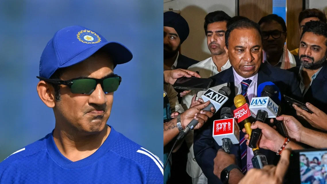 Gautam Gambhir with BCCI Secretary Devajit Saikia for India. Image Credits: AFP