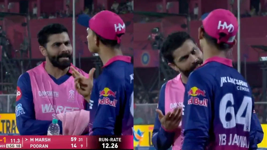 Ravindra Jadeja schooled Yashasvi Jaiswal [Source: Screengrab/X]
