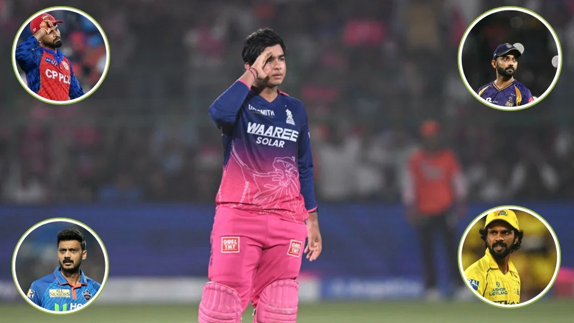 Vaibhav Sooryavanshi, Shreyas Iyer, Axar Patel, Ajinkya Rahane and Ruturaj Gaikwad (Source: AFP and AP)