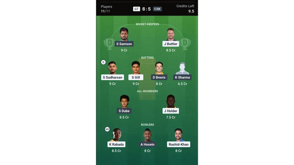 GT vs CSK Dream11 Prediction team 1 [Source: Dream11 app]