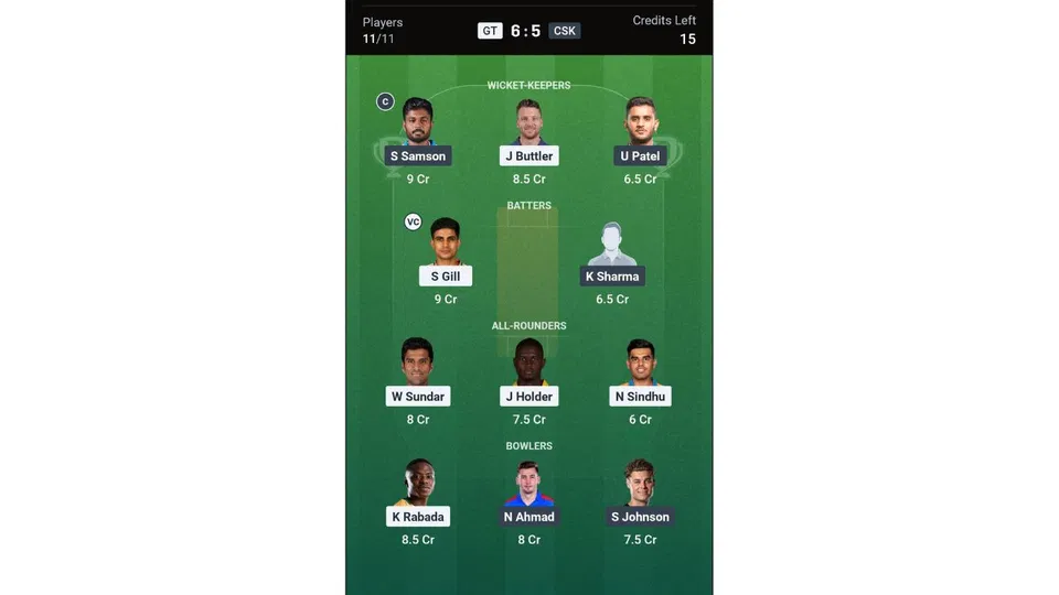 GT vs CSK Dream11 Prediction team 2 [Source: Dream11 app]