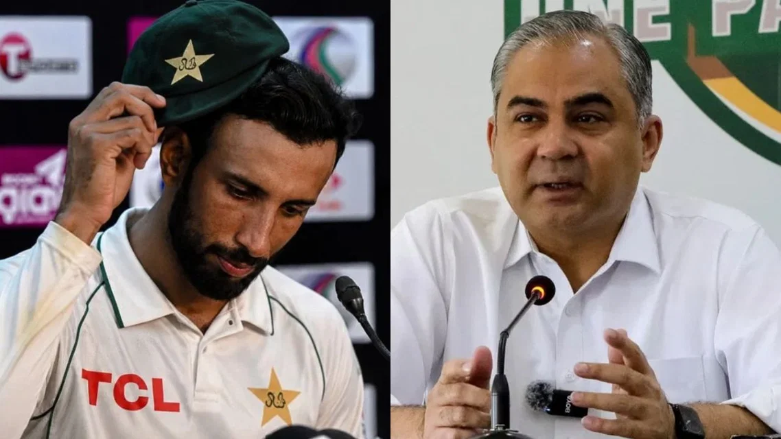 Shan Masood and Mohsin Naqvi [Source: AFP]