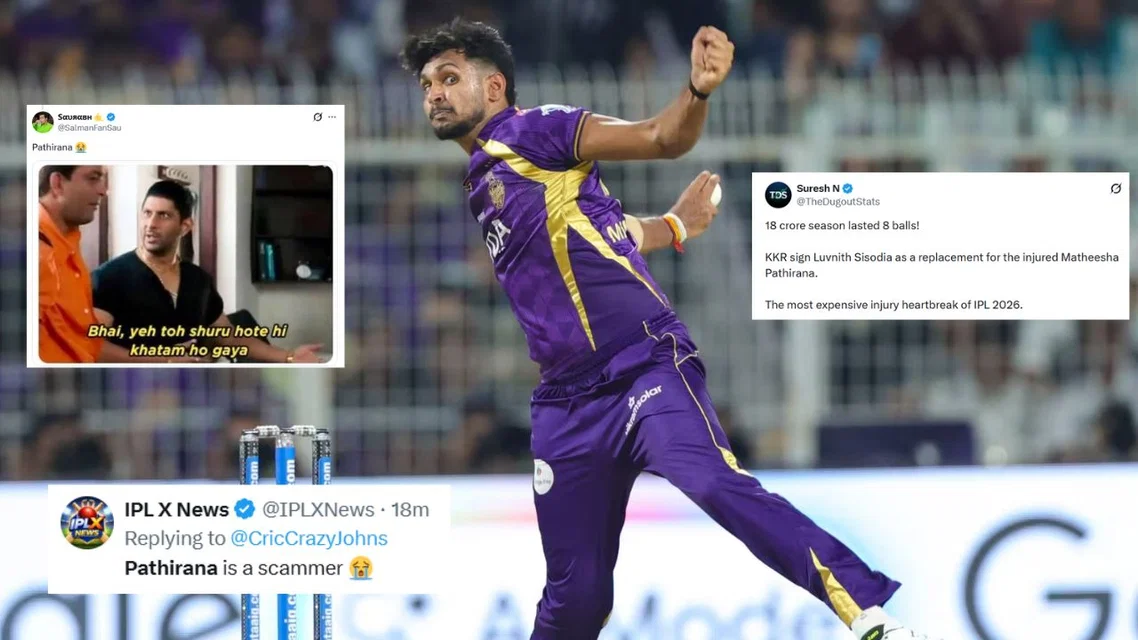 Matheesha Pathirana in KKR jersey [Source: X and Screengrab]