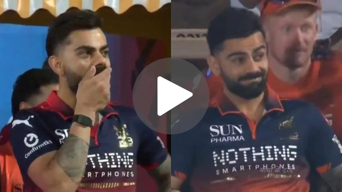 Virat Kohli's reaction on Rajat Patidar's sixes. [Source - X.com]