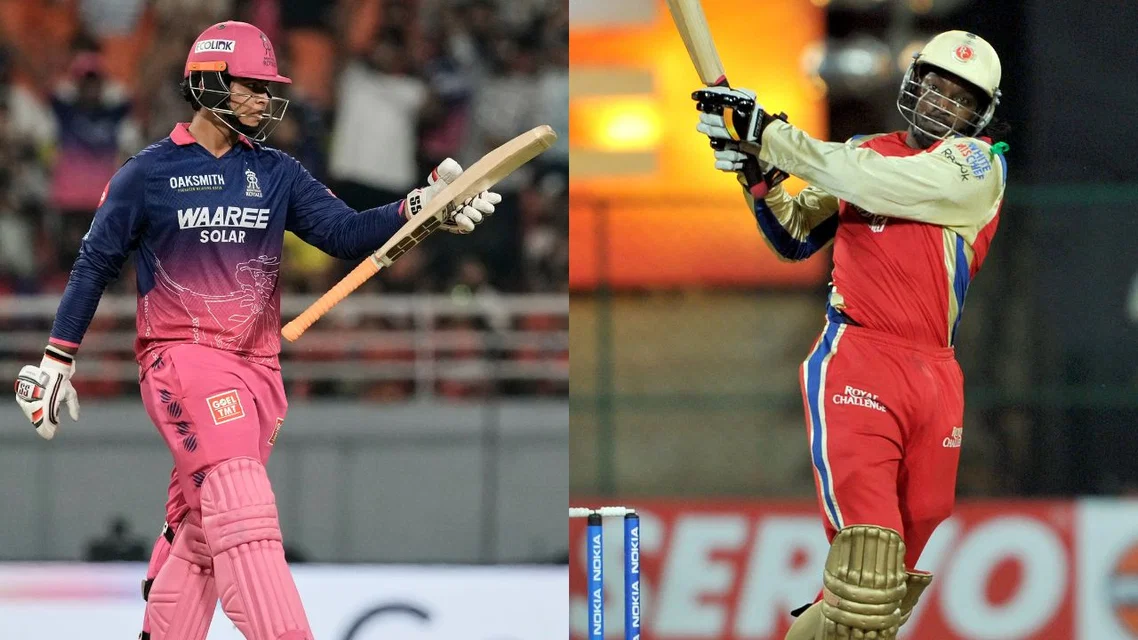 Vaibhav Sooryavanshi and Chris Gayle (Source: AFP)