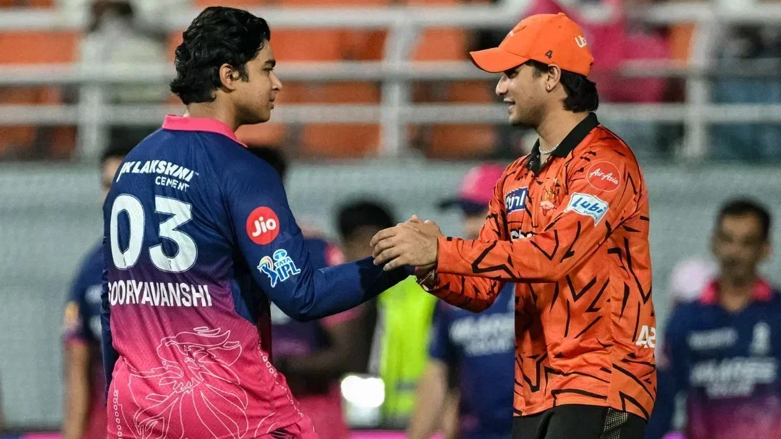 Vaibahv Sooryavanshi Abhishek Sharma. Image Credits: AFP