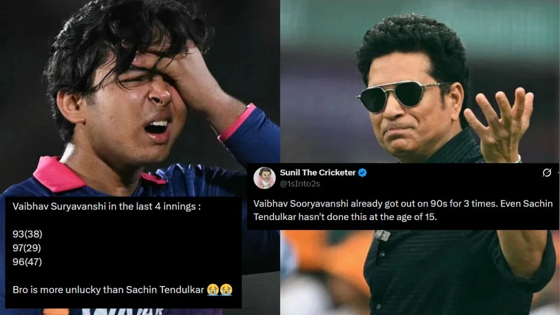 Vaibhav Sooryavanshi and Sachin Tendulkar [Source: AFP]