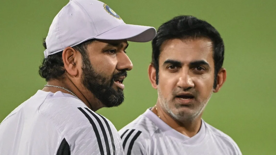 Rohit Sharma with Gautam Gambhir at Ahmedabad in 2025. PC- AFP