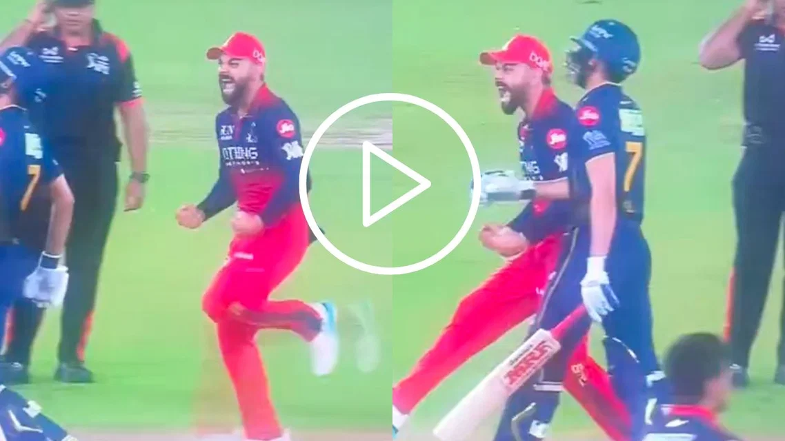 Kohli's celebration after Gill's dismissal [Source: Screengrab/JioHotstar]
