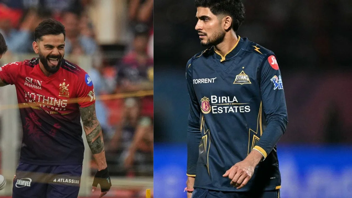 Virat Kohli mocks Gujarat Titans captain Shubman Gill [Source: AP., AFP]
