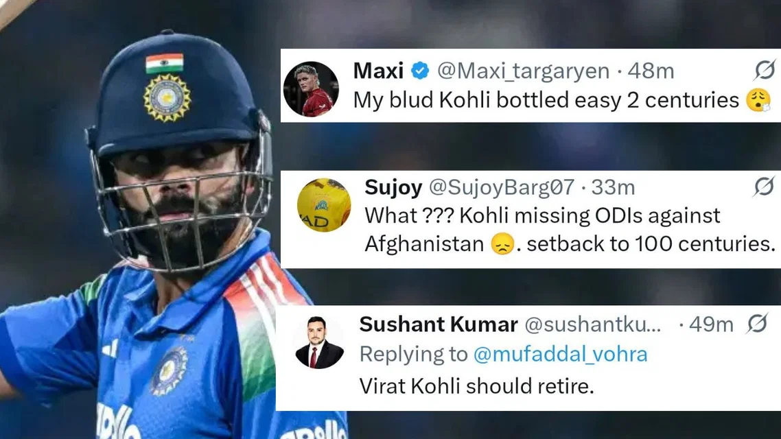 Fans react to Virat Kohli missing IND v AFG ODIs. [Source - AFP/X]