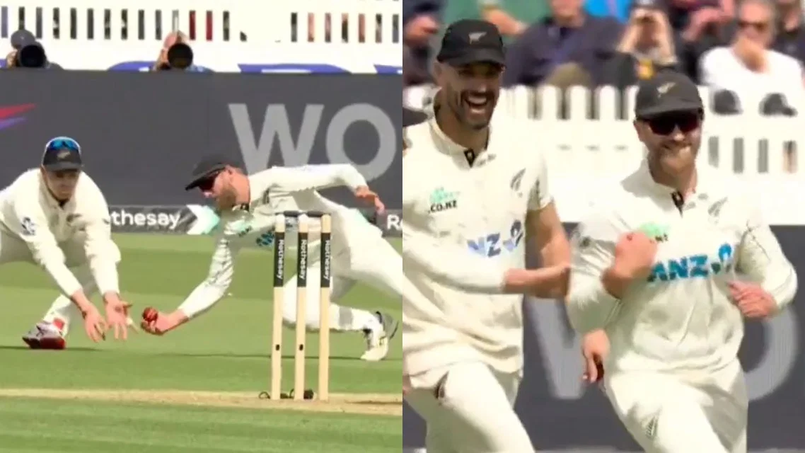 Kane Williamson takes a sharp catch [Source: screengrab]