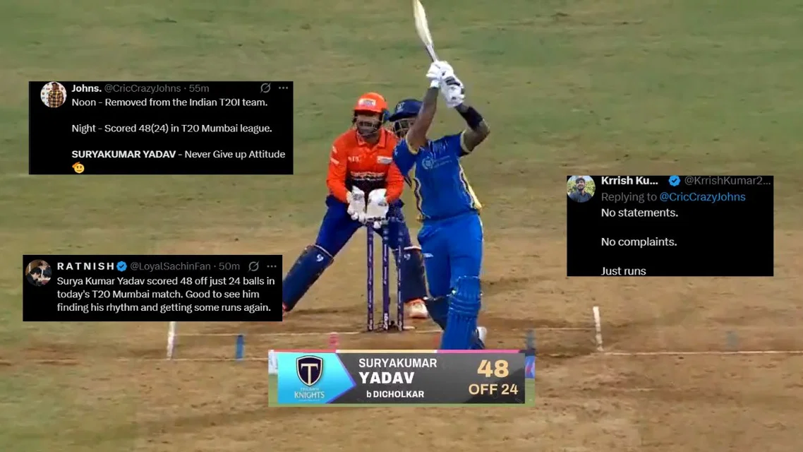 Fans react to Suryakumar Yadav's 48(24) [Source: JioHotstar, X]