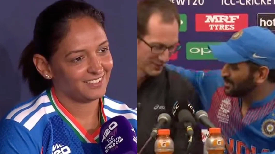 Harmanpreet Kaur and MS Dhoni [Source: X.com]