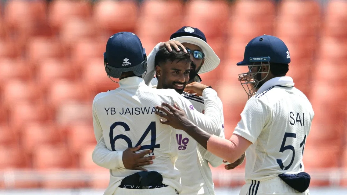 Manav Suthar bagged Player of the Match on debut. PC- AFP